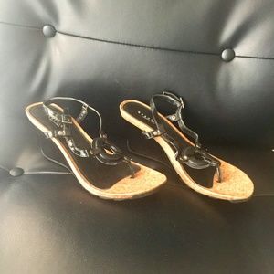 Black Kenneth Cole Reaction wedge sandals